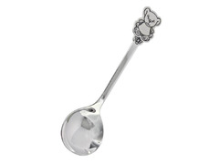 Серебряная ложка чайная с круглым черпачком и изображением Мишки на ручке